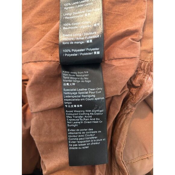 MUUBAA Delaney Black 100% Lamb Leather Biker Jacket Women's Indus Cognac Size 4 - Picture 6 of 10